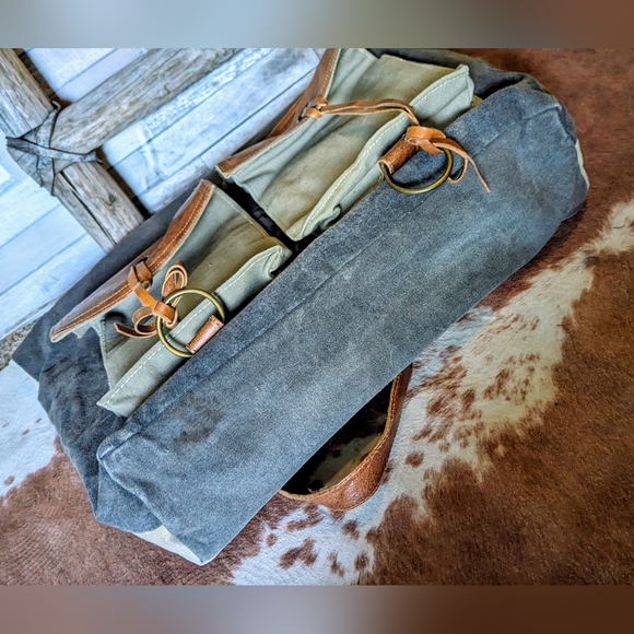 Mona B Upcycled Canvas/Leather Large Handbag - Picture 7 of 16